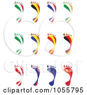 Digital Collage Of National Flags In The Shape Of Footprints