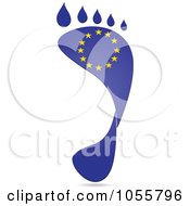 Poster, Art Print Of European Flag In The Shape Of A Footprint