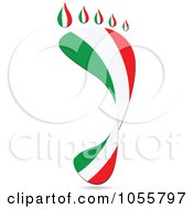 Royalty Free Vector Clip Art Illustration Of An Italian Flag In The Shape Of A Footprint