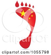 China Flag In The Shape Of A Footprint
