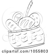 Royalty Free Vector Clip Art Illustration Of A Coloring Page Outline Of A Bread Basket by Andrei Marincas
