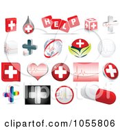 Poster, Art Print Of Digital Collage Of Medical And Hospital Icons