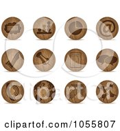 Poster, Art Print Of Digital Collage Of Wooden Sphere Office Icons