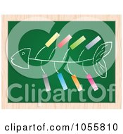 Royalty Free Vector Clip Art Illustration Of A Fishbone With Sticky Note Tags On A Chalkboard