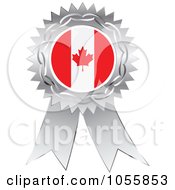 Royalty Free Vector Clip Art Illustration Of A Silver Ribbon Canadian Flag Medal