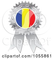 Royalty Free Vector Clip Art Illustration Of A Silver Ribbon Romania Flag Medal by Andrei Marincas
