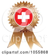 Poster, Art Print Of Bronze Ribbon Switzerland Flag Medal