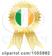 Royalty Free Vector Clip Art Illustration Of A Gold Ribbon Irish Flag Medal