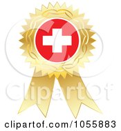 Gold Ribbon Switzerland Flag Medal