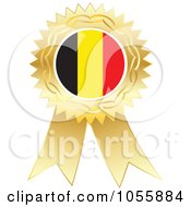 Royalty Free Vector Clip Art Illustration Of A Gold Ribbon Belgium Flag Medal