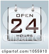 Open 24 Hours Calendar On Gray