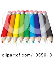 Poster, Art Print Of Colored Pencils With Eraser Tips