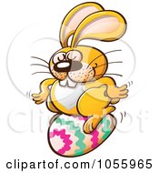 Royalty Free Vector Clip Art Illustration Of A Yellow Bunny Laying An Easter Egg by Zooco