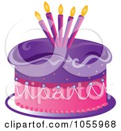 Poster, Art Print Of Purple And Pink Birthday Cake With Candles