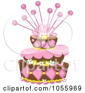 Poster, Art Print Of Funky Pink And Brown Floral Cake