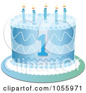 Poster, Art Print Of Blue First Birthday Cake With Candles