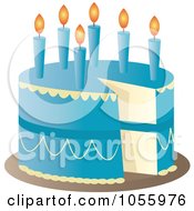 Poster, Art Print Of Blue Birthday Cake With Candles
