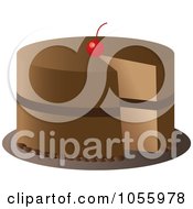 Royalty Free Vector Clip Art Illustration Of A Chocolate Layer Cake Topped With A Cherry