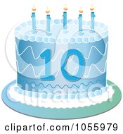 Poster, Art Print Of Blue Tenth Birthday Cake With Candles