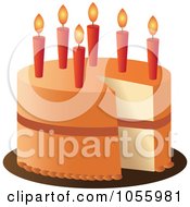 Royalty Free Vector Clip Art Illustration Of An Orange Birthday Cake With Candles