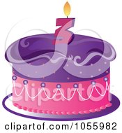 Poster, Art Print Of Purple And Pink Birthday Cake With A Number Three Candle