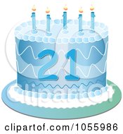 Poster, Art Print Of Blue Twenty First Birthday Cake With Candles