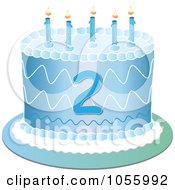 Poster, Art Print Of Blue Second Birthday Cake With Candles