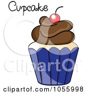 Poster, Art Print Of Chocolate Frosted Cupcake In A Blue Cup With Text