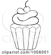 Royalty Free Vector Clip Art Illustration Of An Outlined Cupcake
