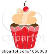 Royalty Free Vector Clip Art Illustration Of A Cherry Topped Cupcake