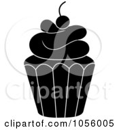Royalty Free Vector Clip Art Illustration Of A Black And White Cupcake