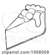 Royalty Free Vector Clip Art Illustration Of An Outline Of A Slice Of Cherry Cheesecake