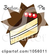 Poster, Art Print Of Slice Of Boston Cream Pie With Text On A Brown Burst