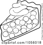 Poster, Art Print Of Outline Of A Slice Of Cherry Pie Topped With A Dollop Of Whipped Cream