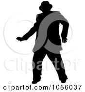 Royalty Free Vector Clip Art Illustration Of A Silhoeutted Chubby Man Dancing