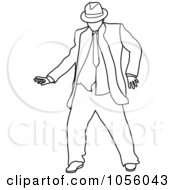 Royalty Free Vector Clip Art Illustration Of An Outlined Chubby Man Dancing