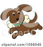 Poster, Art Print Of Brown Dog Running With A Bone