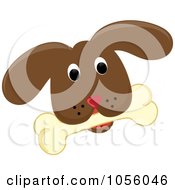 Royalty Free Vector Clip Art Illustration Of A Brown Puppy Face With A Bone by Pams Clipart