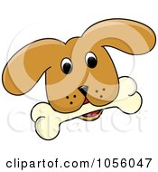 Poster, Art Print Of Yellow Puppy Face With A Bone