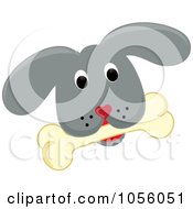 Poster, Art Print Of Gray Puppy Face With A Bone