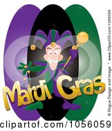 Mardi Gras Jester With Beads And A Wand