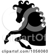 Royalty Free Vector Clip Art Illustration Of A Black Horse Silhouette With A Styled Mane by Pams Clipart