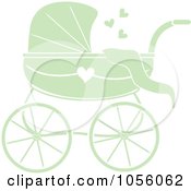 Poster, Art Print Of Green Baby Carriage Pram With A Heart