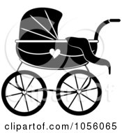 Poster, Art Print Of Black And White Baby Carriage Pram With A Heart