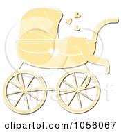 Poster, Art Print Of Yellow Baby Carriage Pram With A Heart