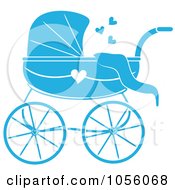 Royalty Free Vector Clip Art Illustration Of A Blue Baby Carriage Pram With A Heart by Pams Clipart