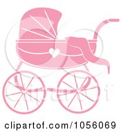 Pink Baby Carriage Pram With A Heart