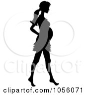Poster, Art Print Of Black Silhouetted Pregnant Woman Walking Barefoot