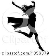 Royalty Free Vector Clip Art Illustration Of A Silhouetted Woman Breaking Through A Red Ribbon by Pams Clipart #COLLC1056079-0007