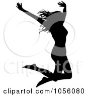 Royalty Free Vector Clip Art Illustration Of A Silhouetted Woman Jumping by Pams Clipart